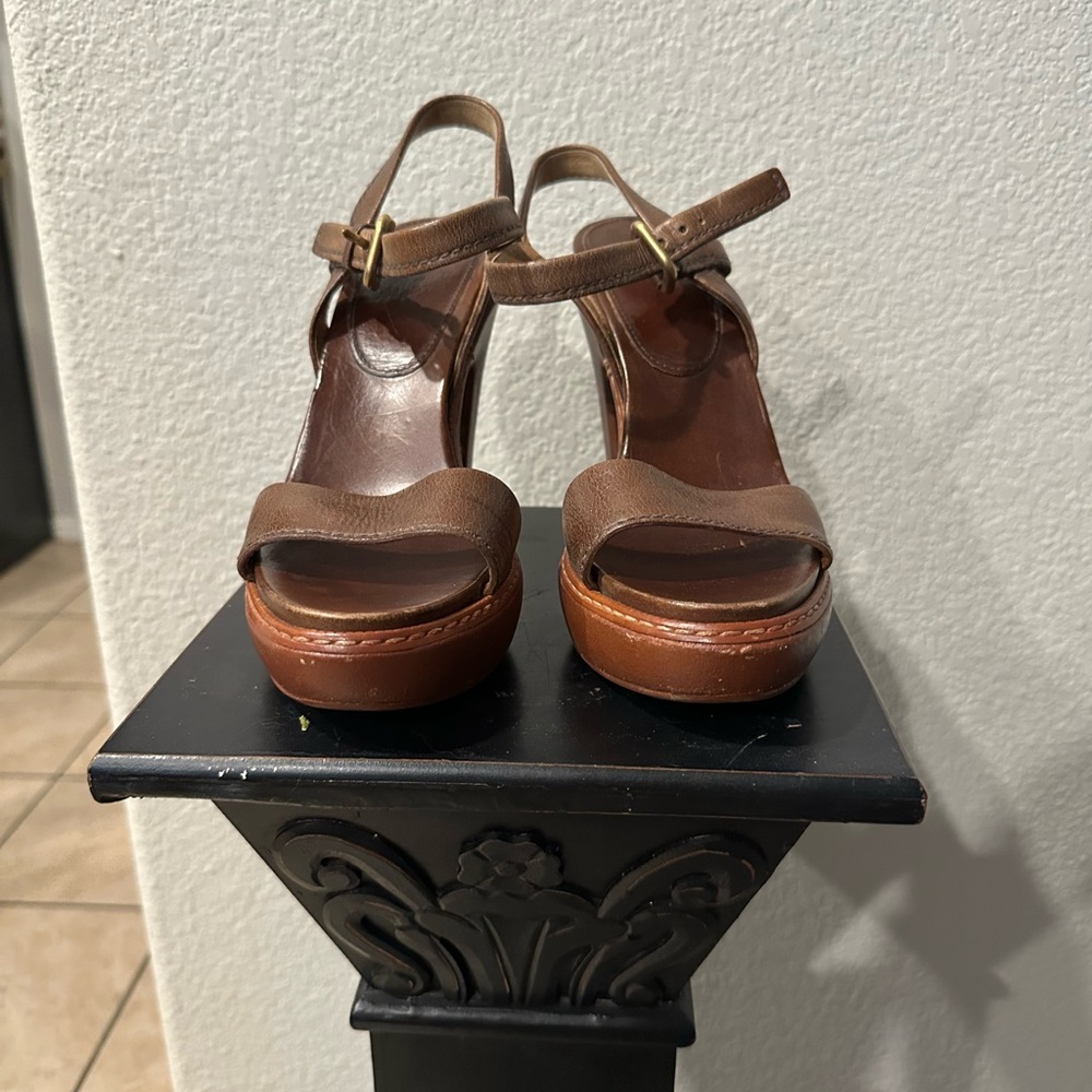 Prada Brown Strappy Platform Heels - Picture 5 of 6